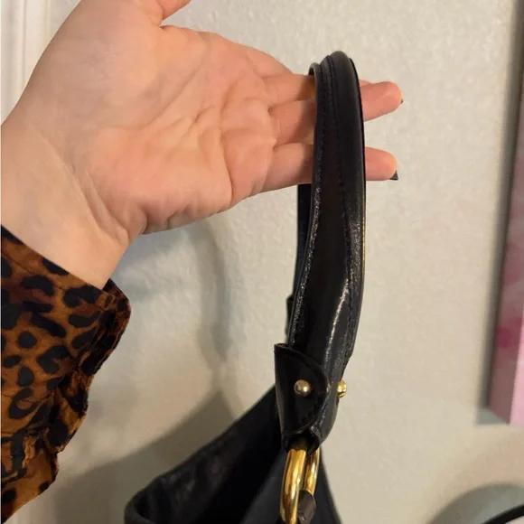 Salvatore Ferragamo Black Hobo Bag with Gold Accent - Picture 2 of 6